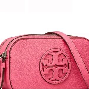 Tory Burch mini Miller bag in pebble leather.  Adjustable crossbody bag
